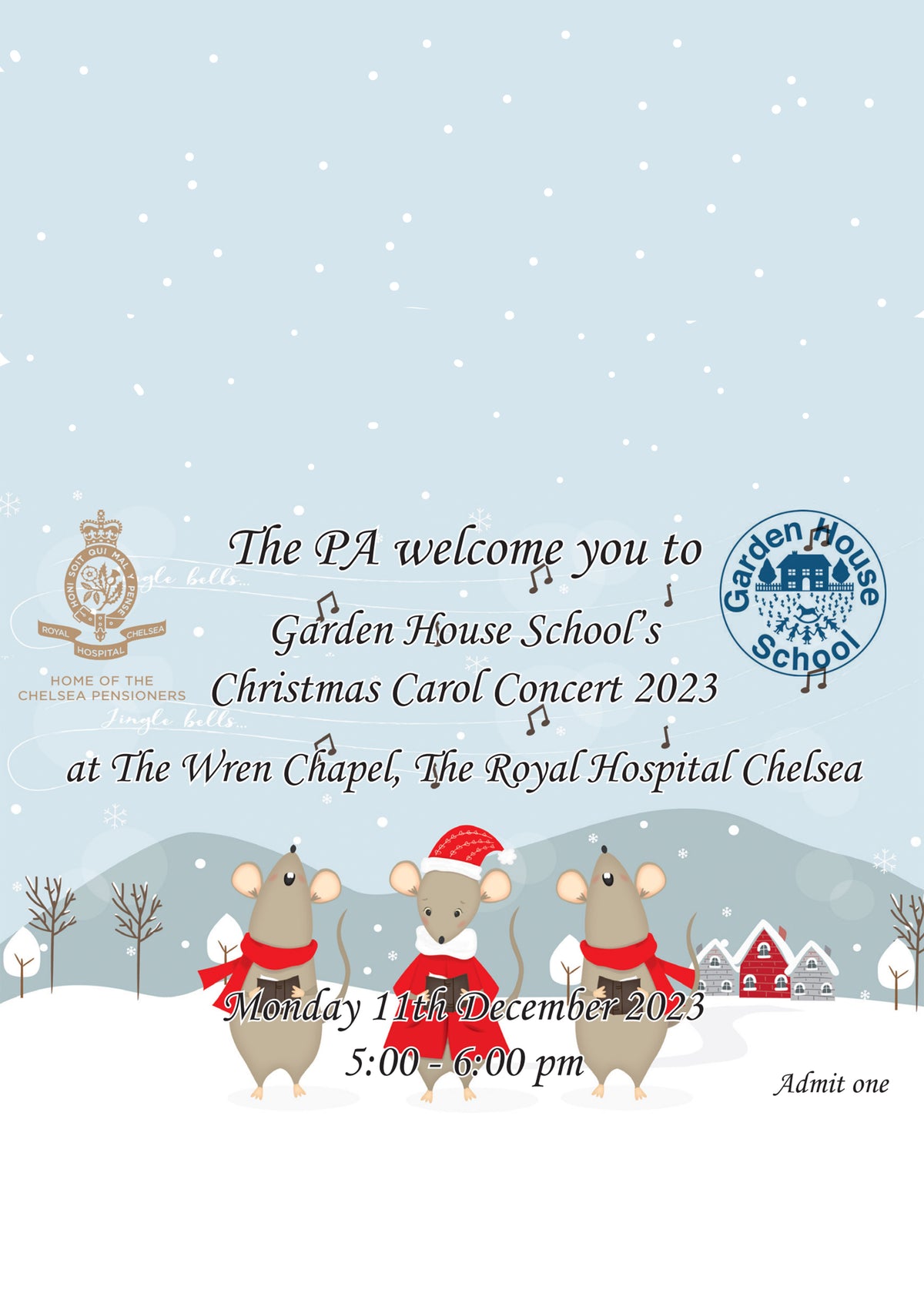Christmas Carols at The RHC Wren Chapel Monday 11th December, 2023 5pm - 6pm